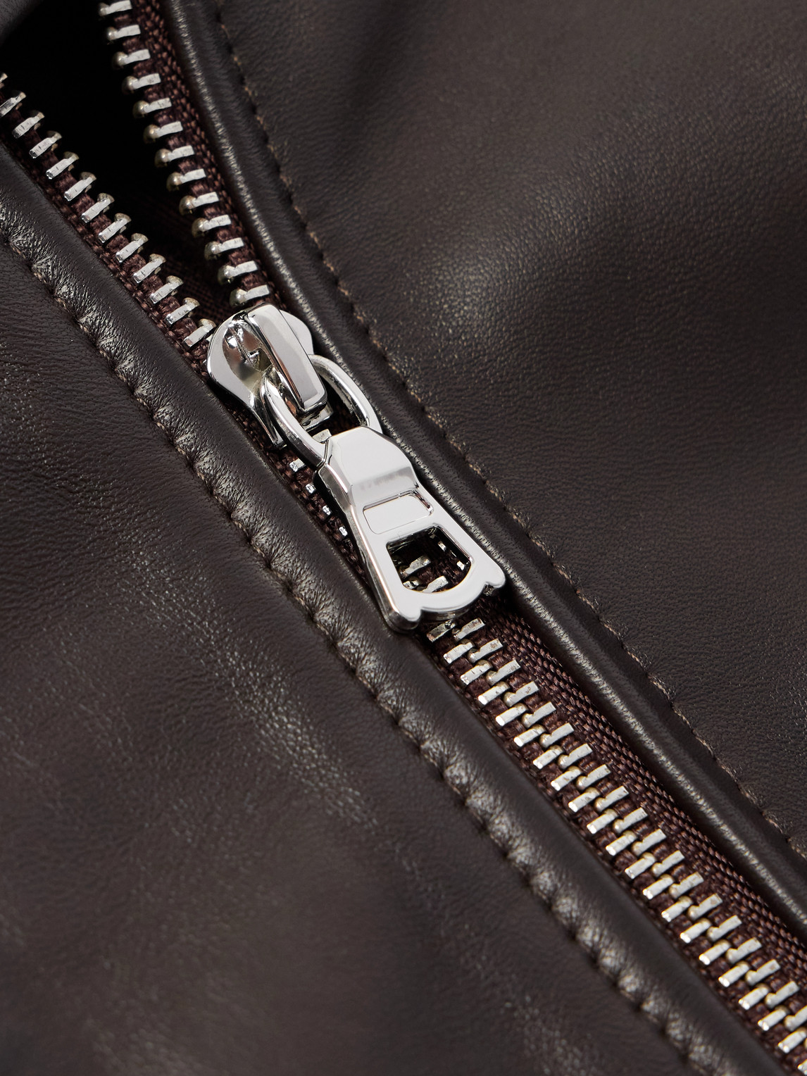 Officine Generale Craig Leather Bomber Jacket In Brown
