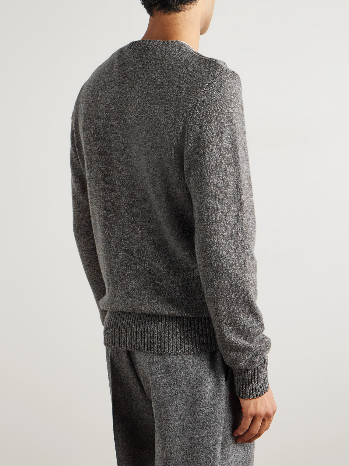 Officine Generale Marl Wool And Cashmere-blend Sweater In Gray
