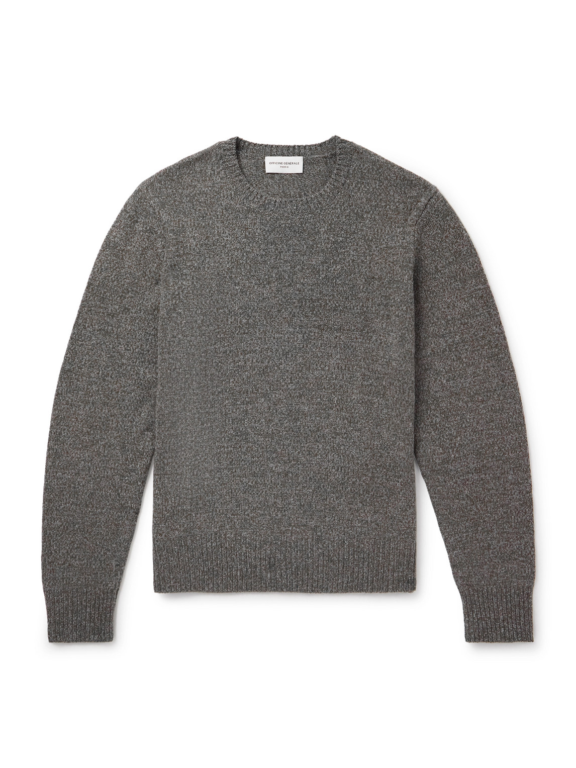 Officine Generale Marl Wool And Cashmere-blend Sweater In Gray