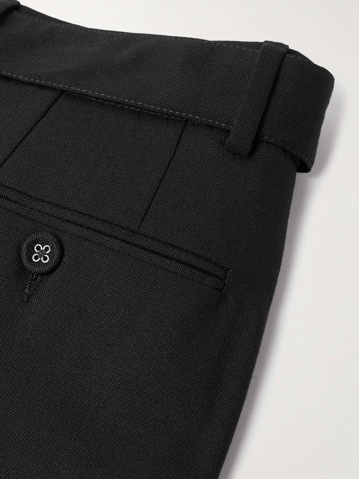 Officine Generale Hugo Tapered Belted Grain De Poudre Wool Suit Trousers In Black