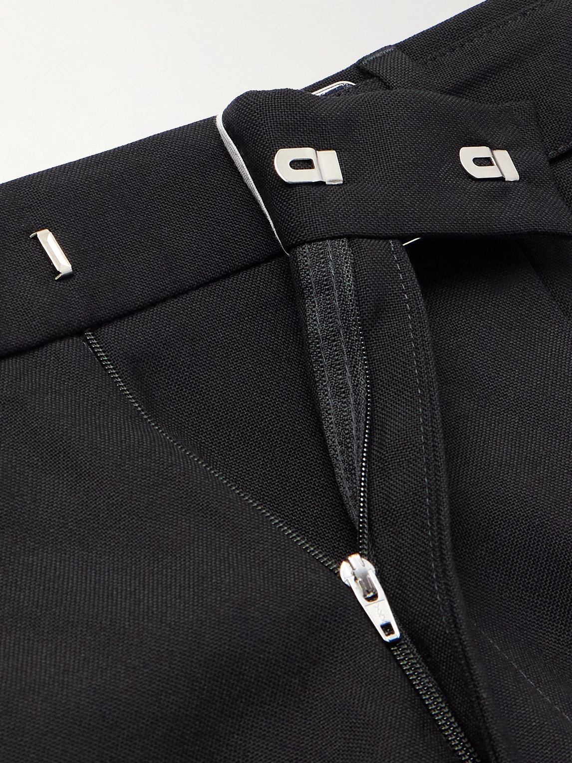 Officine Generale Hugo Tapered Belted Grain De Poudre Wool Suit Trousers In Black