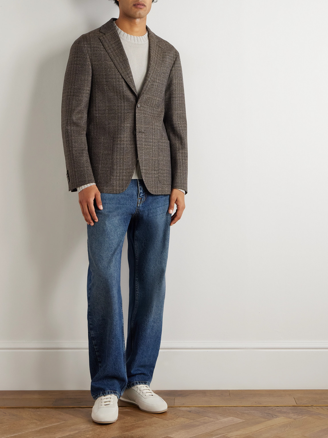 Officine Generale Michel Checked Virgin Wool Suit Jacket In Multi