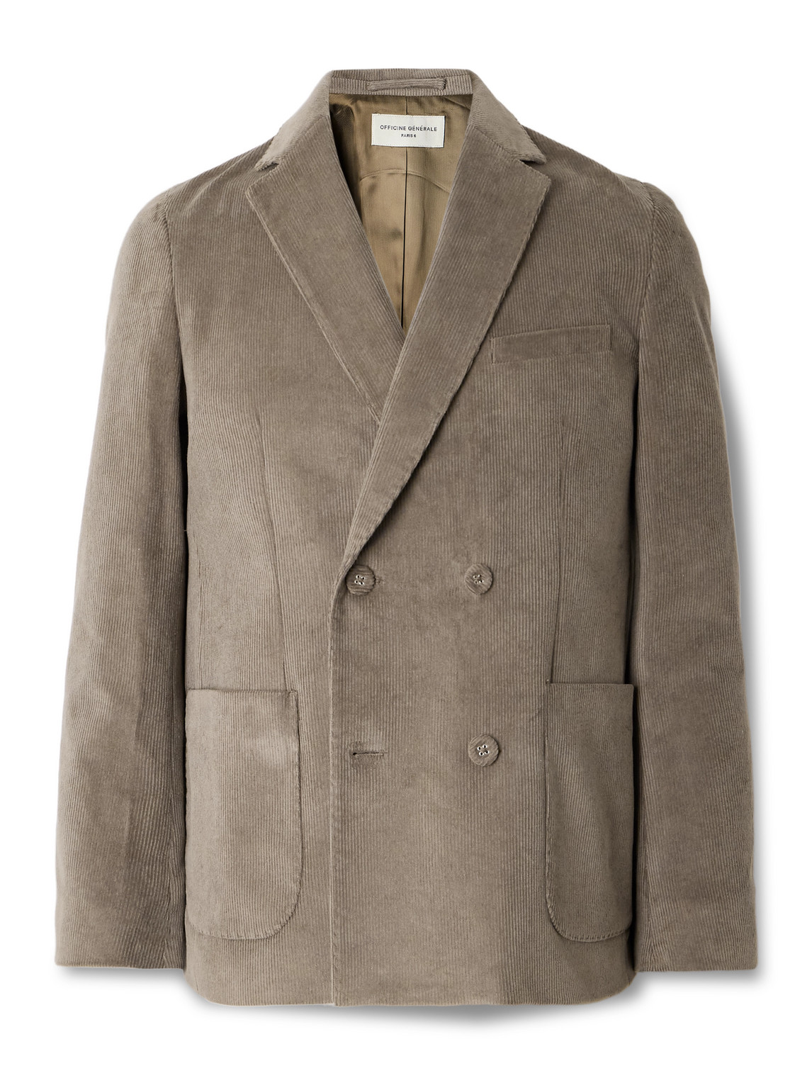 Officine Générale Leon Double-Breasted Cotton-Corduroy Blazer