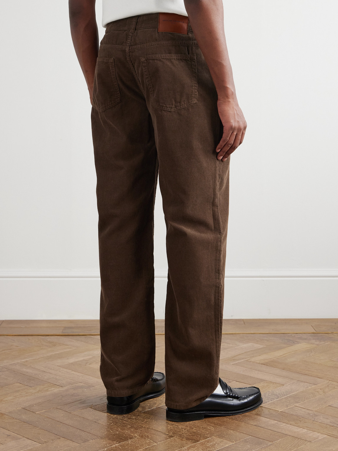 Officine Generale James Slim-fit Straight-leg Cotton-corduroy Trousers In Green