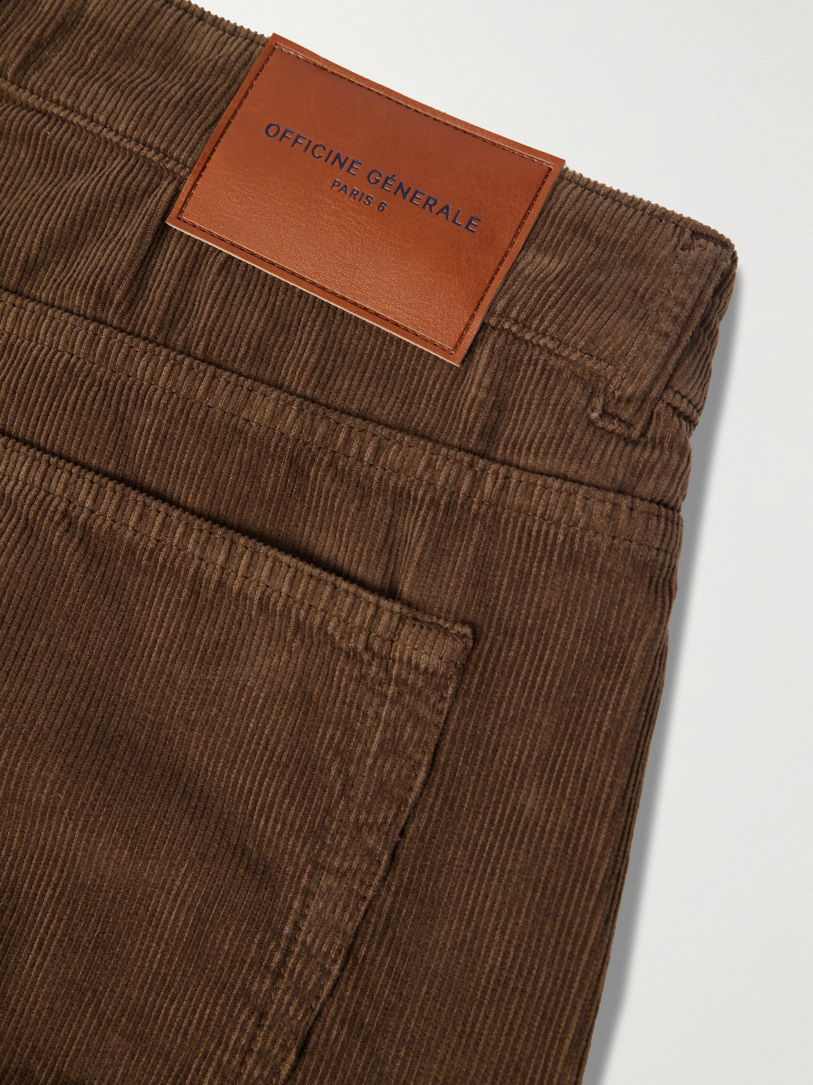 Officine Generale James Slim-fit Straight-leg Cotton-corduroy Trousers In Green