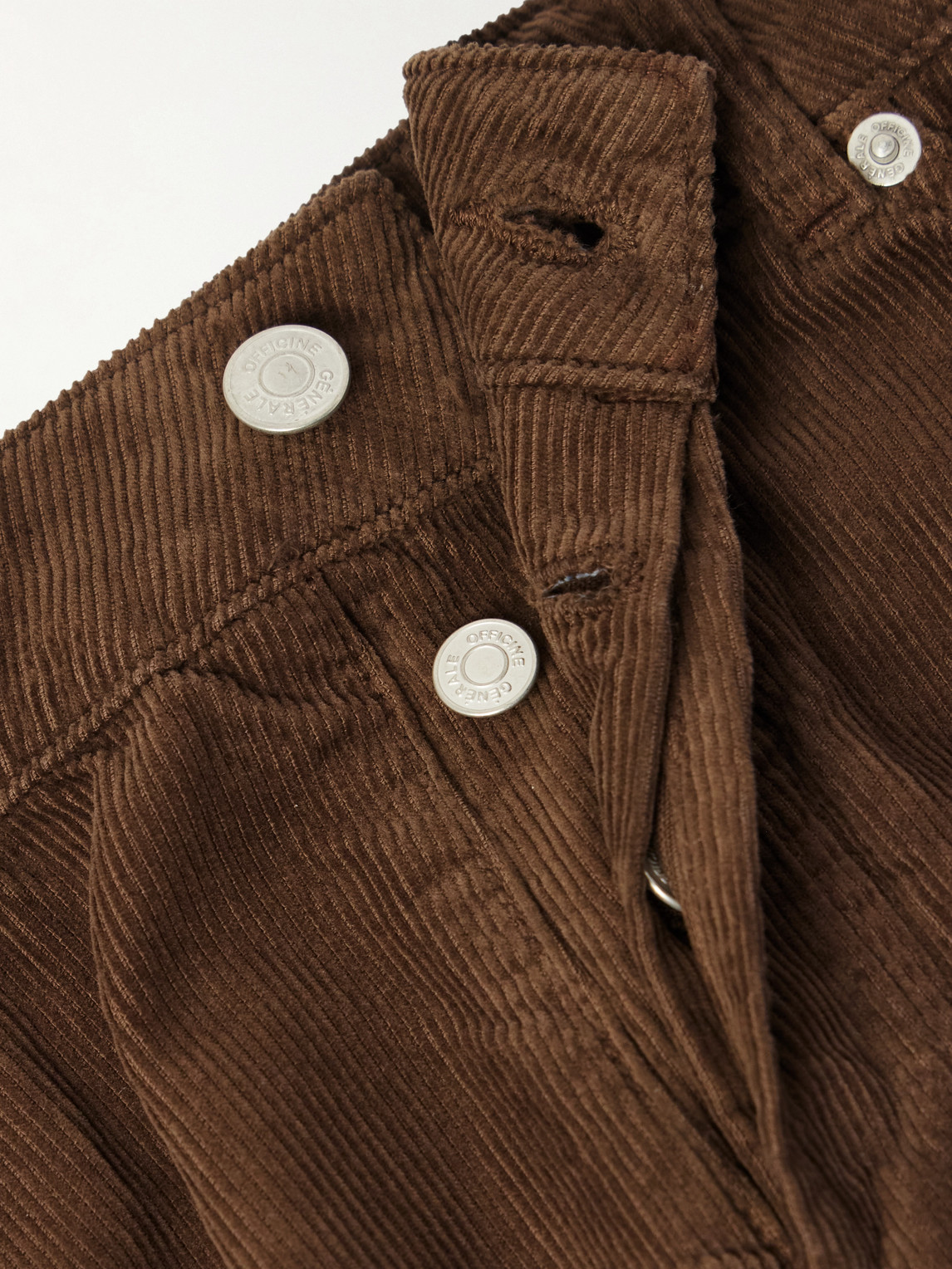 Officine Generale James Slim-fit Straight-leg Cotton-corduroy Trousers In Green
