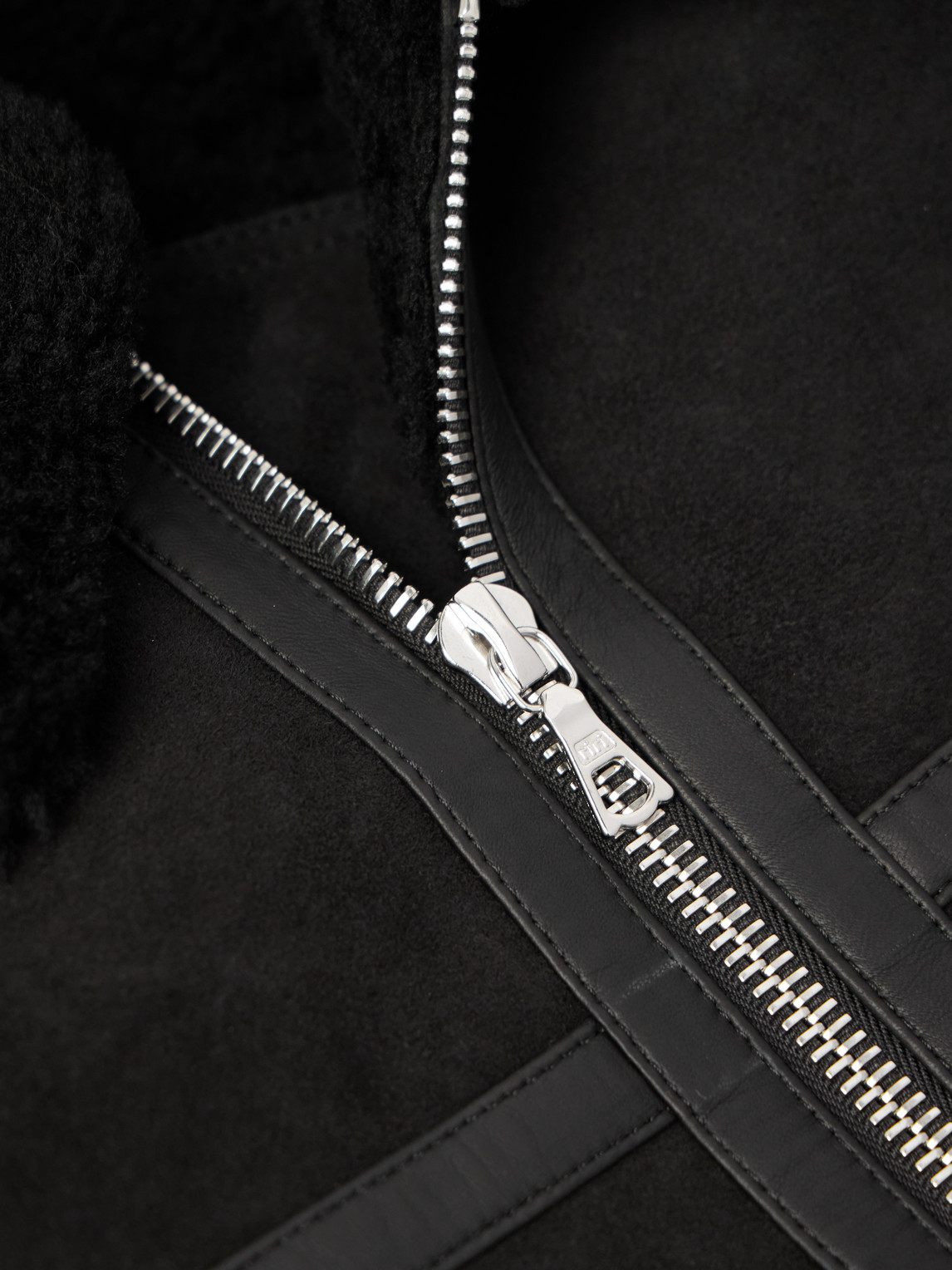 Officine Generale Isaac Leather-trimmed Shearling Jacket In Black