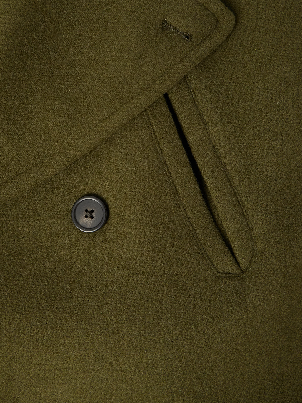 Officine Generale Amir Double-breasted Brushed Wool-blend Coat In Green