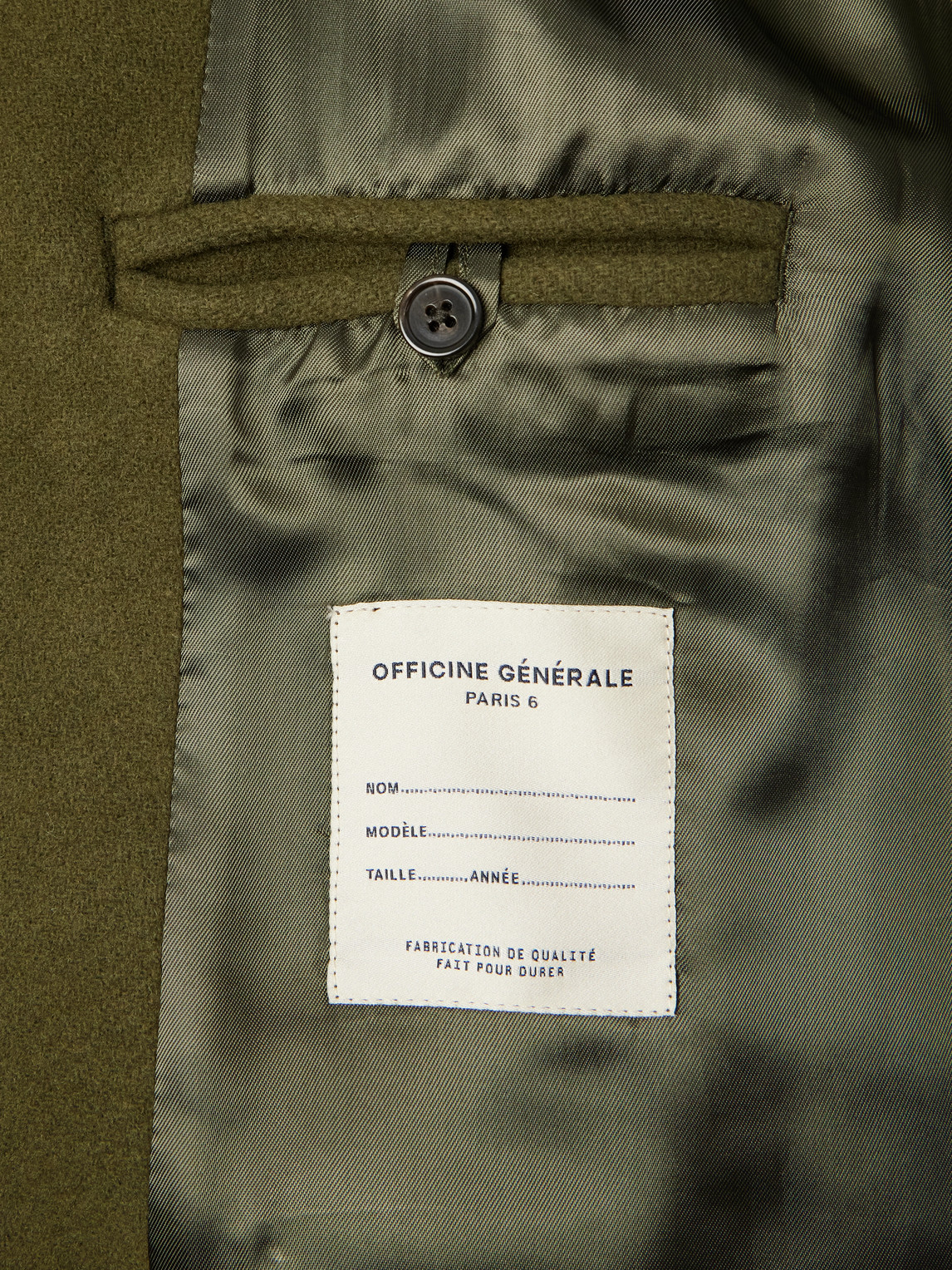 Officine Generale Amir Double-breasted Brushed Wool-blend Coat In Green