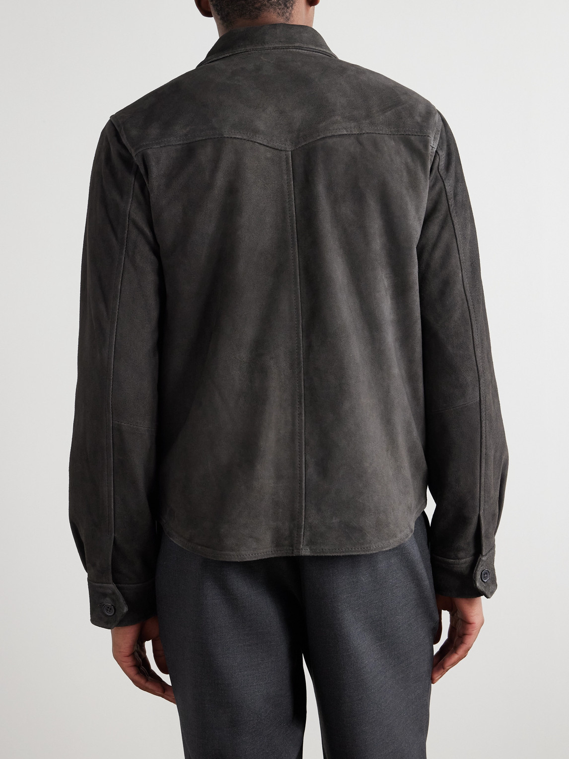 Officine Generale Sid Suede Overshirt In Brown