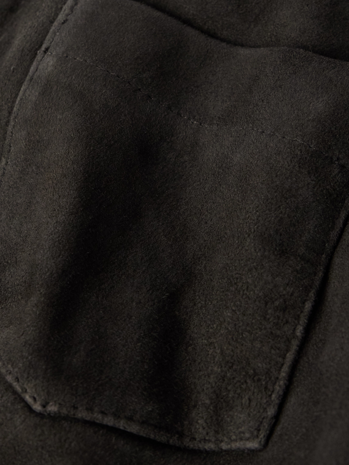 Officine Generale Sid Suede Overshirt In Brown