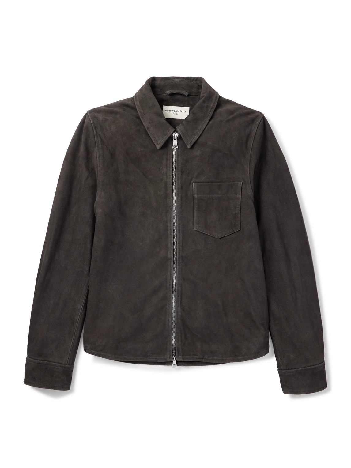 Officine Generale Sid Suede Overshirt In Brown