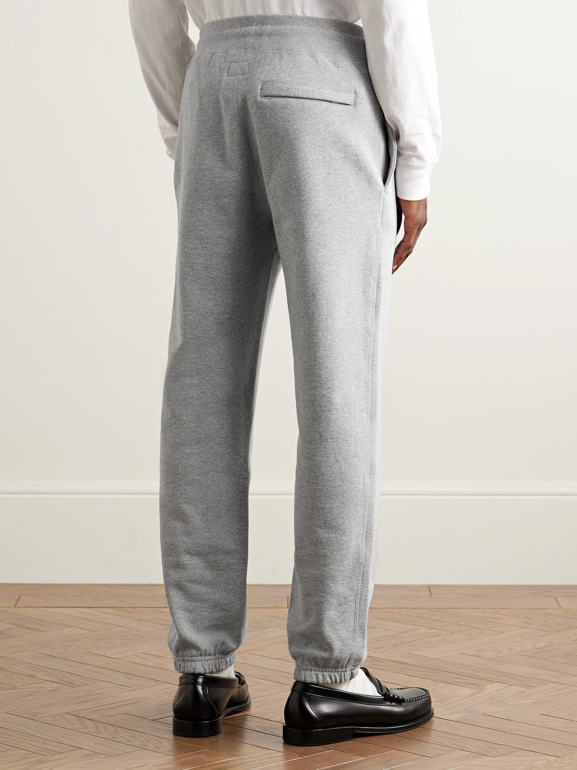 Noah Core Tapered Logo-embroidered Cotton-jersey Sweatpants In Gray