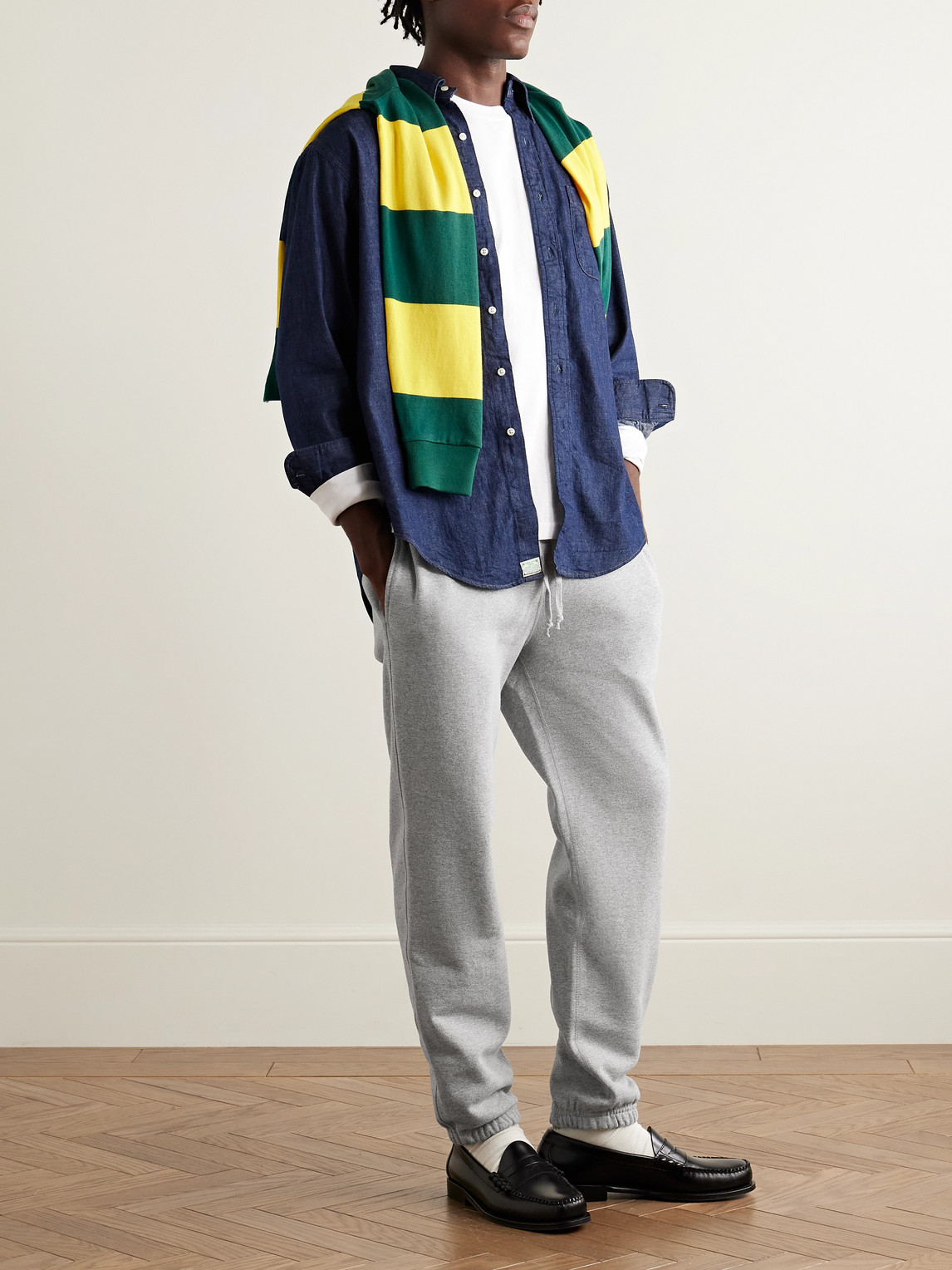 Noah Core Tapered Logo-embroidered Cotton-jersey Sweatpants In Gray