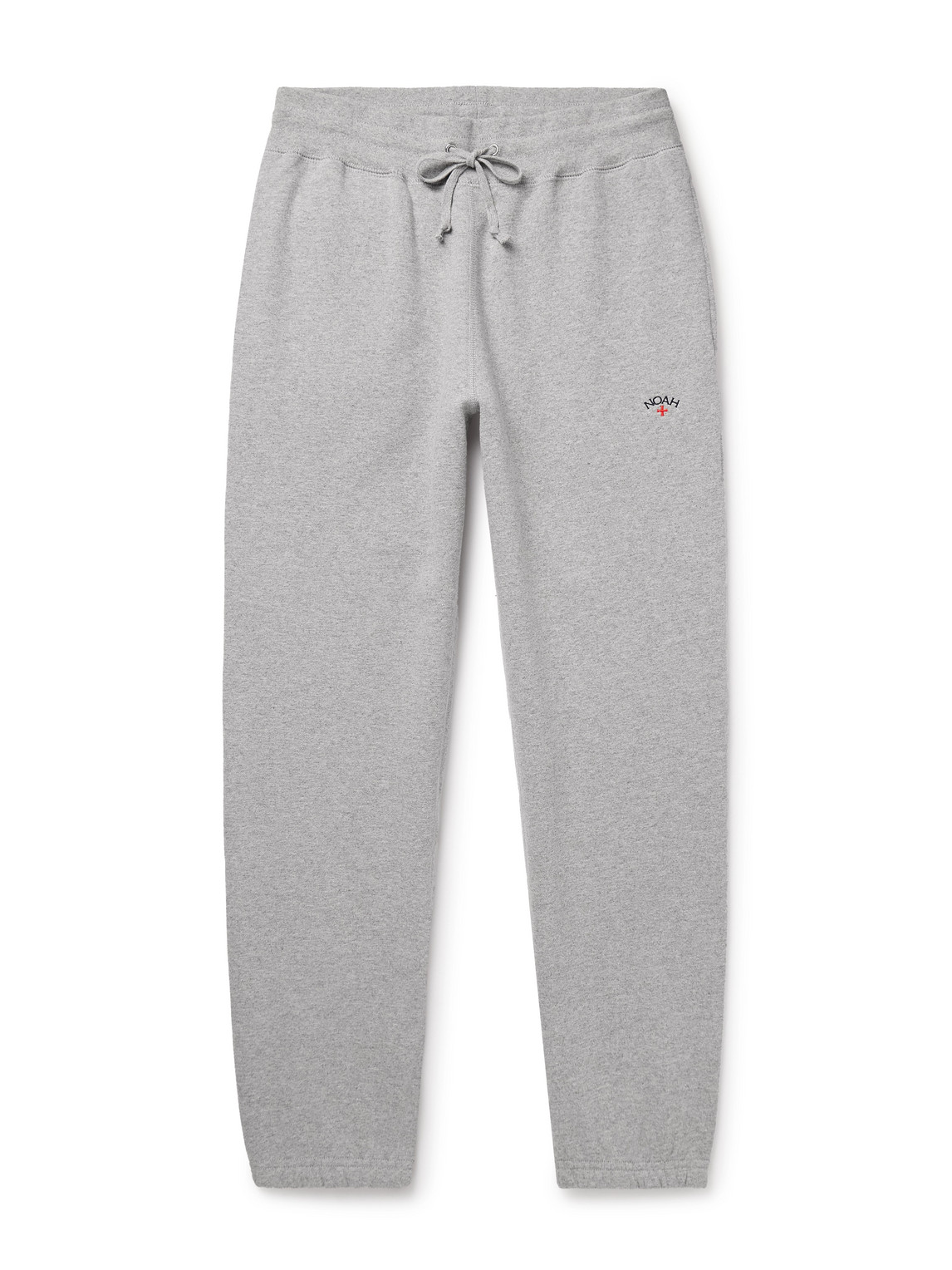 Noah Core Tapered Logo-embroidered Cotton-jersey Sweatpants In Gray