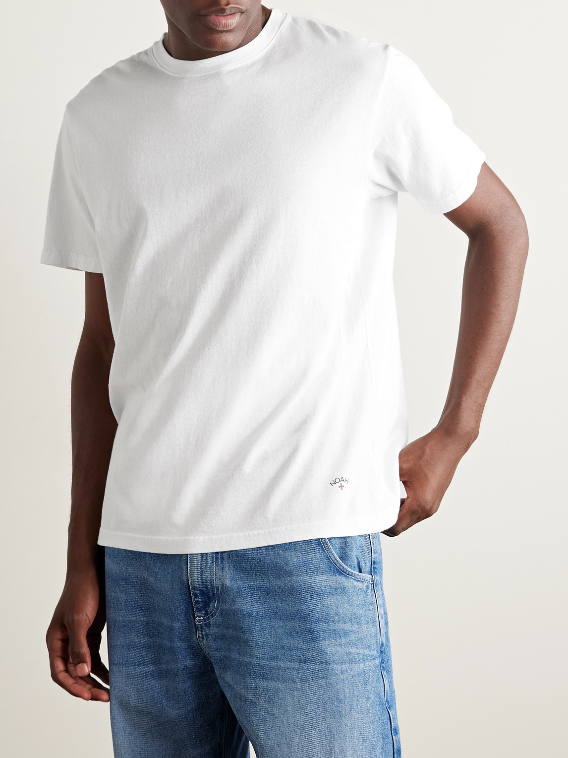Noah Logo-print Recycled Cotton-jersey T-shirt In White