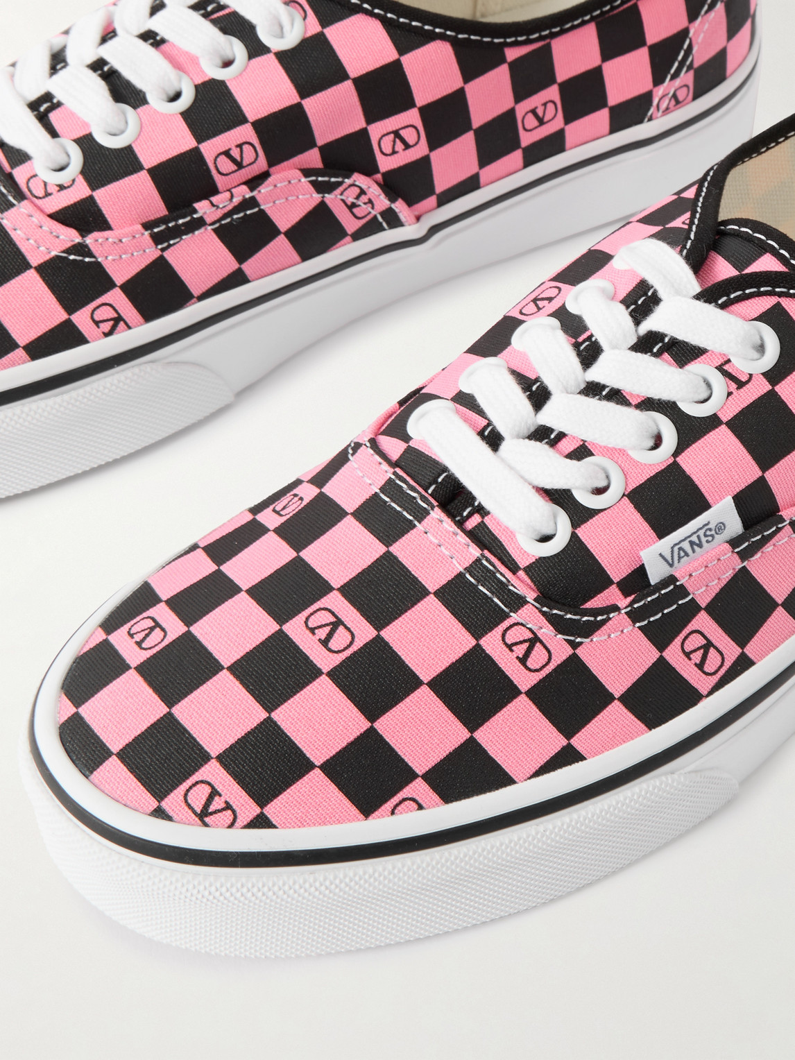 Valentino Garavani And Vans Low-top Trainer In Fabric With Vlogo Checkerboard Print In Pink