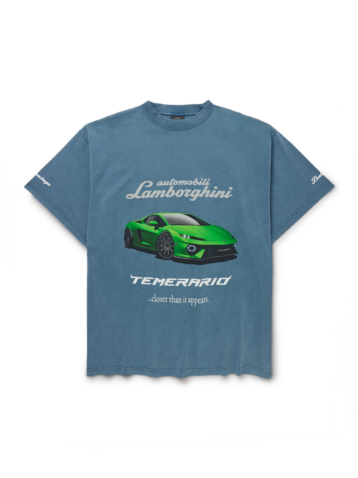 Balenciaga Lamborghini Oversized Printed Cotton-jersey T-shirt In Blue