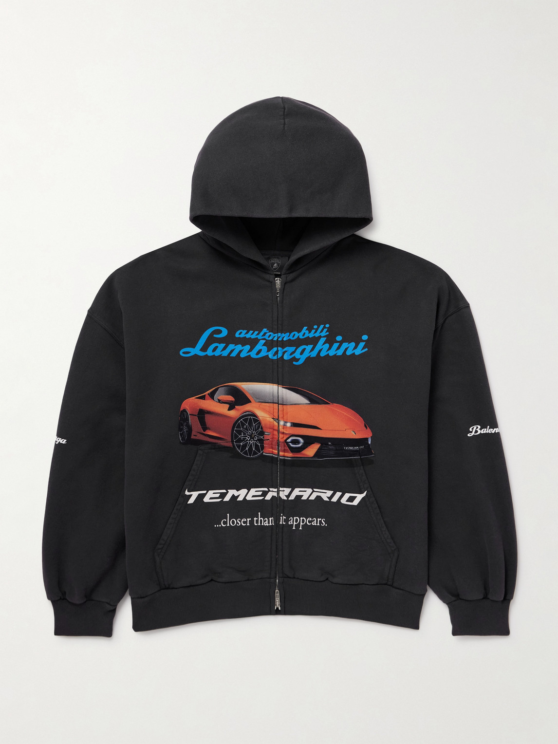 Balenciaga Balenciaga - Lamborghini Printed Cotton-Jersey Zip-Up Hoodie - Men - Black - M aus 100% Cotton in Black