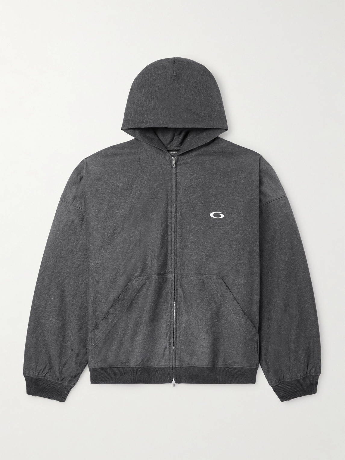 Balenciaga Logo-Embroidered Printed Denim Zip-Up Hoodie - Men