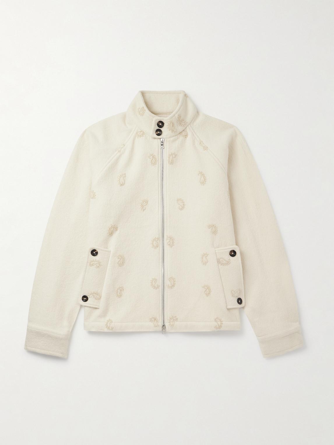 Kartik Research Embellished Wool Harrington Jacket In Neutral