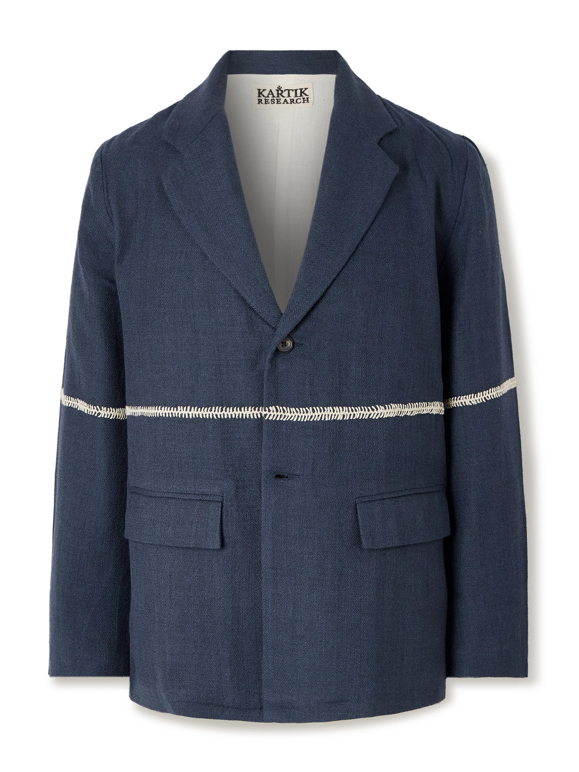 Kartik Research Rabari Embroidered Wool Suit Jacket In Blue