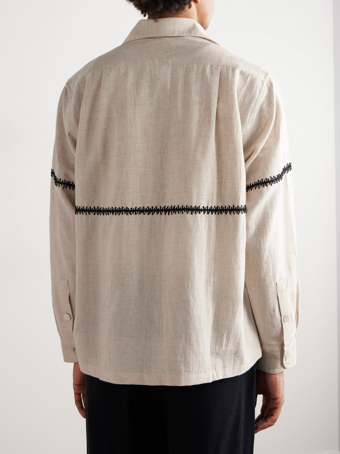 Kartik Research Rabari Embroidered Cotton Shirt In Neutral