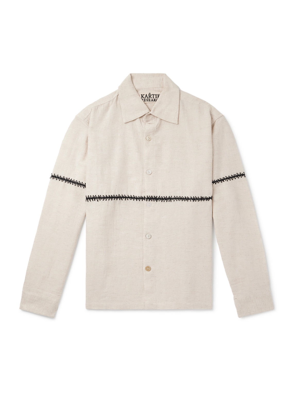 Kartik Research Rabari Embroidered Cotton Shirt In Neutral