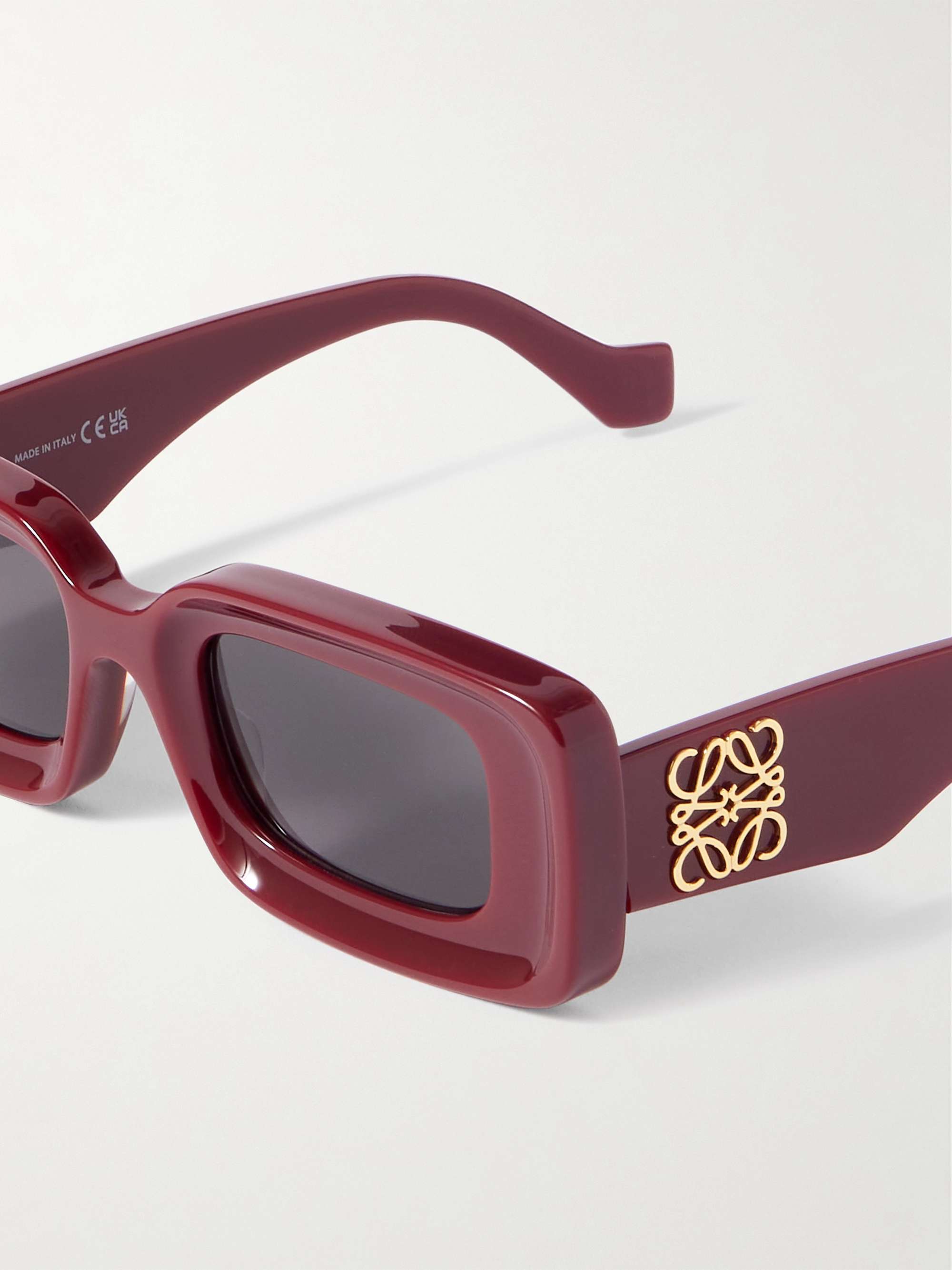 LOEWE EYEWEAR نظارات شمسية بإطار مستطيل من الأسيتات بنقشة صدفة السلحفاة مزينة بشعار العلامة المتداخل