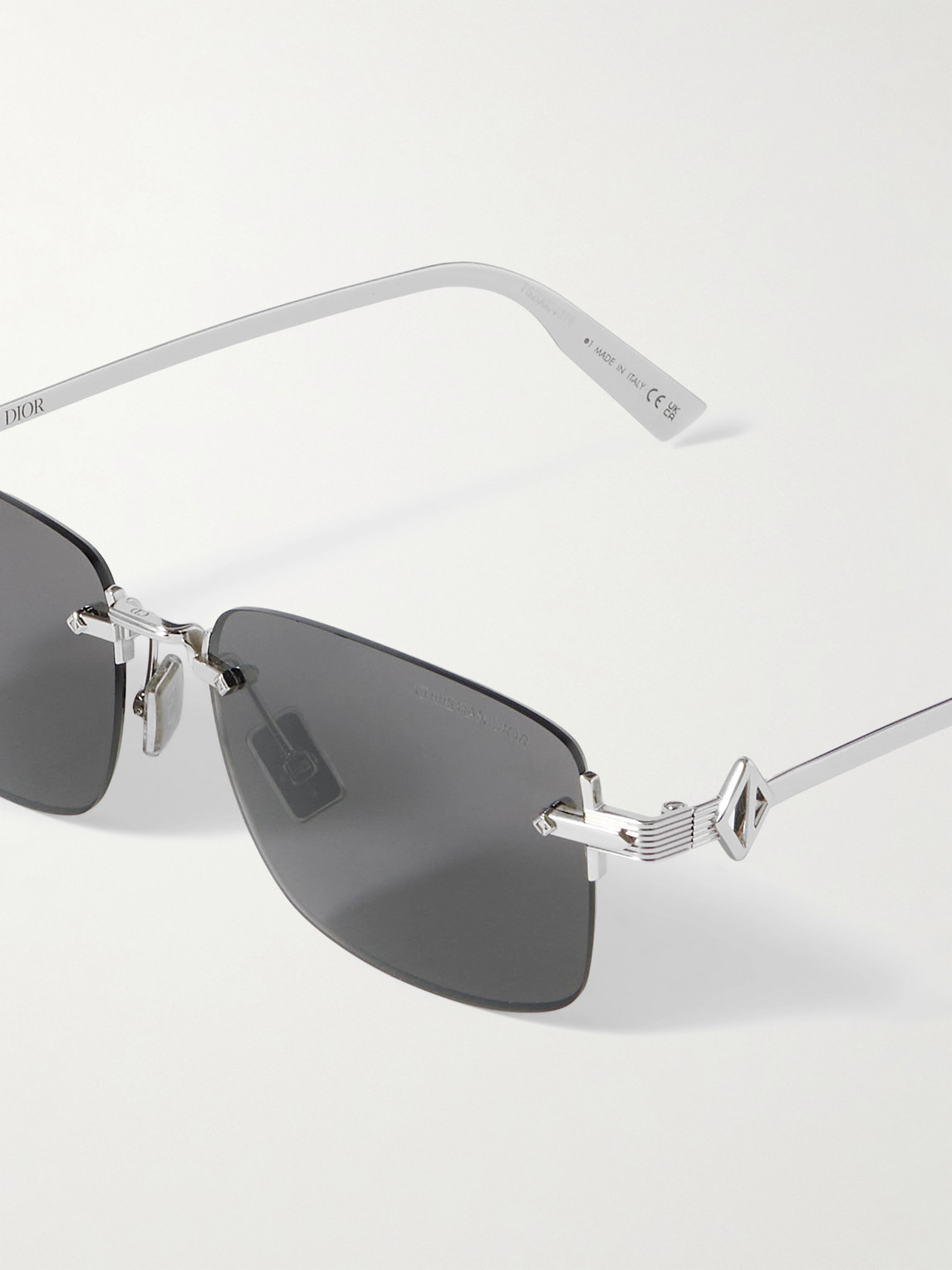 Dior Cd Diamond S11u Rectangular-frame Rimless Silver-tone Sunglasses