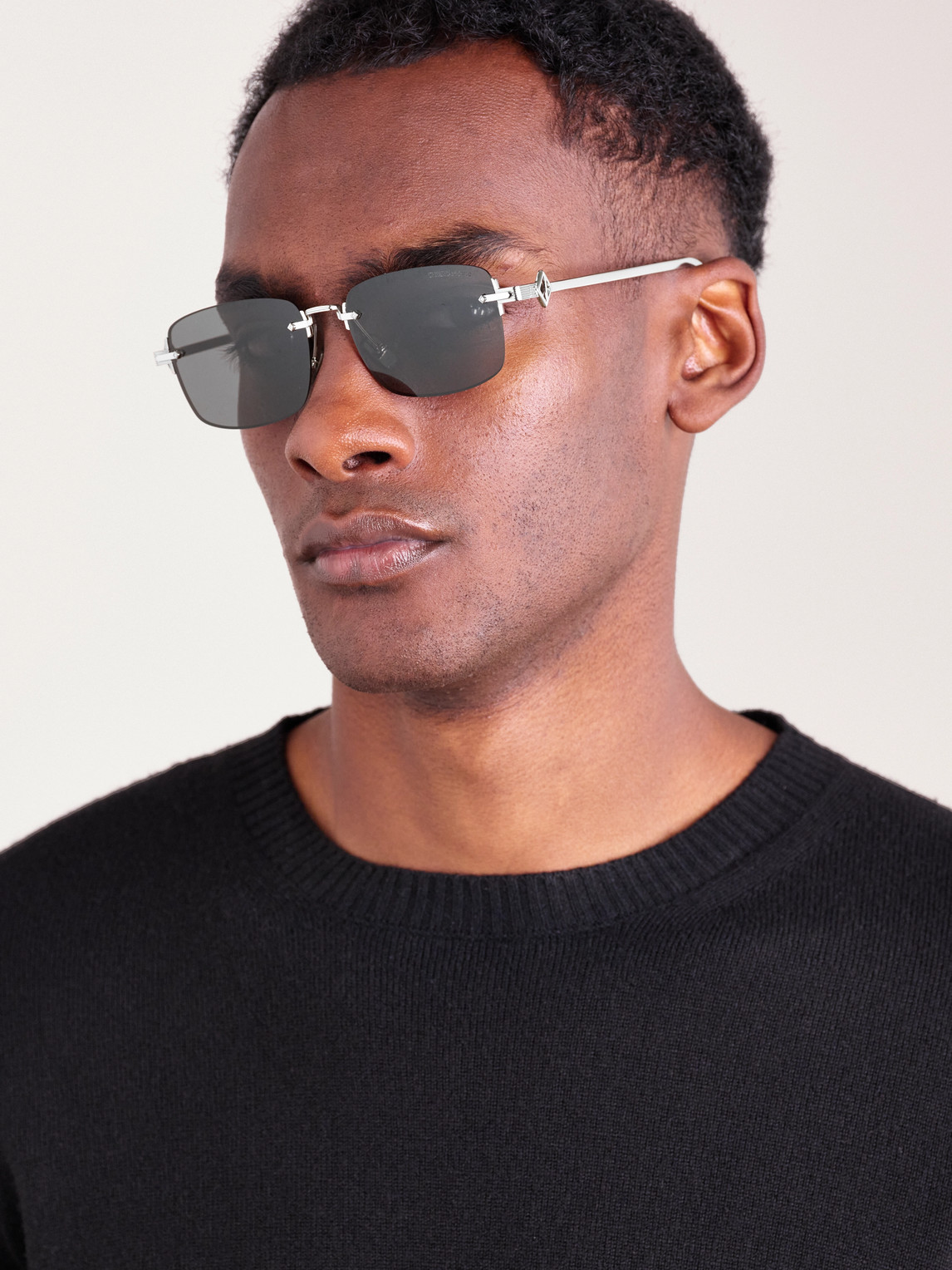 Dior Cd Diamond S11u Rectangular-frame Rimless Silver-tone Sunglasses