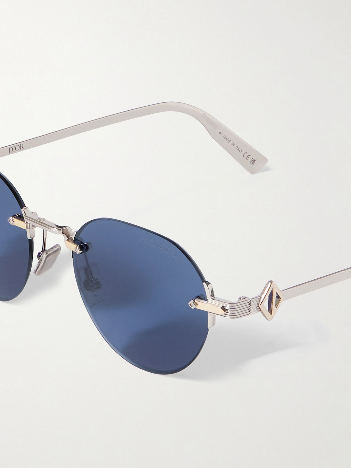Dior Cd Diamond R5u Round-frame Rimless Silver- And Gold-tone Sunglasses