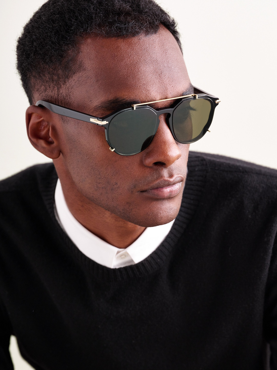 Dior Blacksuit Ri Aviator-style Acetate And Gold-tone Sunglasses In Black