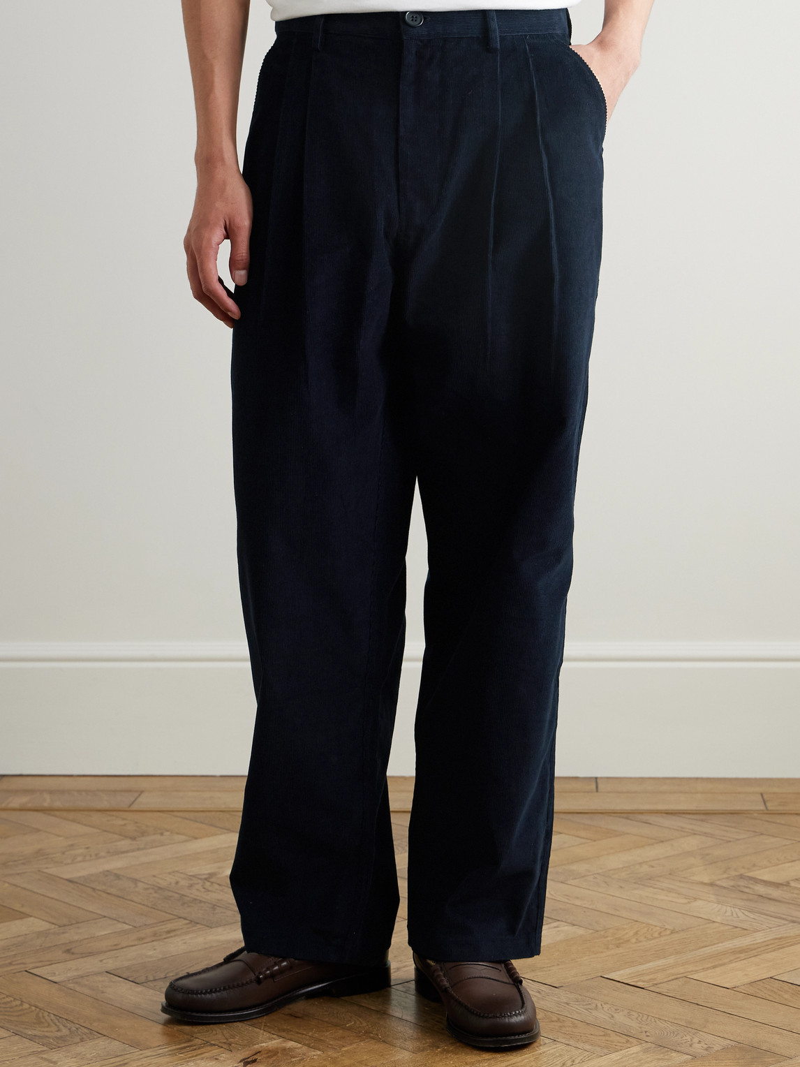 Kardo Antonio Straight-leg Embroidered Cotton-corduroy Trousers In Blue