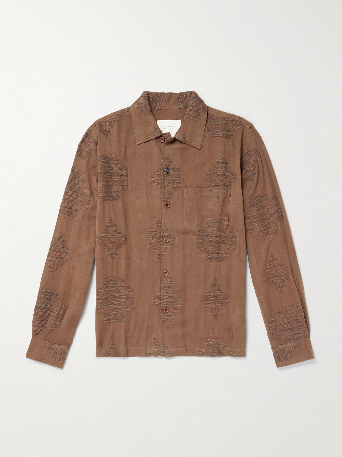 Kardo Martin Cotton-jacquard Shirt In Brown