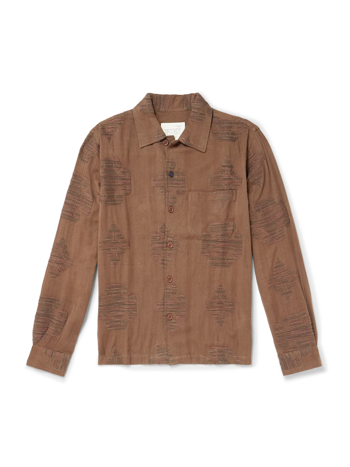 Kardo Martin Cotton-jacquard Shirt In Brown