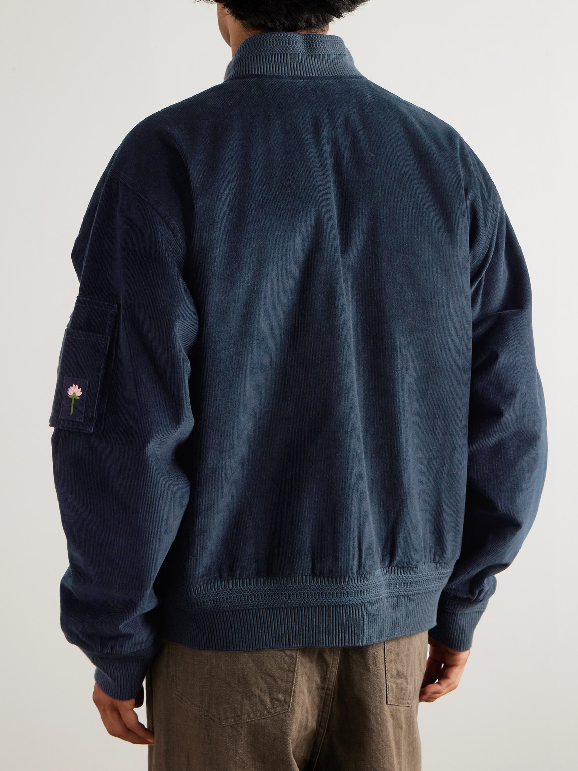 Kardo Max Logo-embroidered Cotton-corduroy Bomber Jacket In Blue