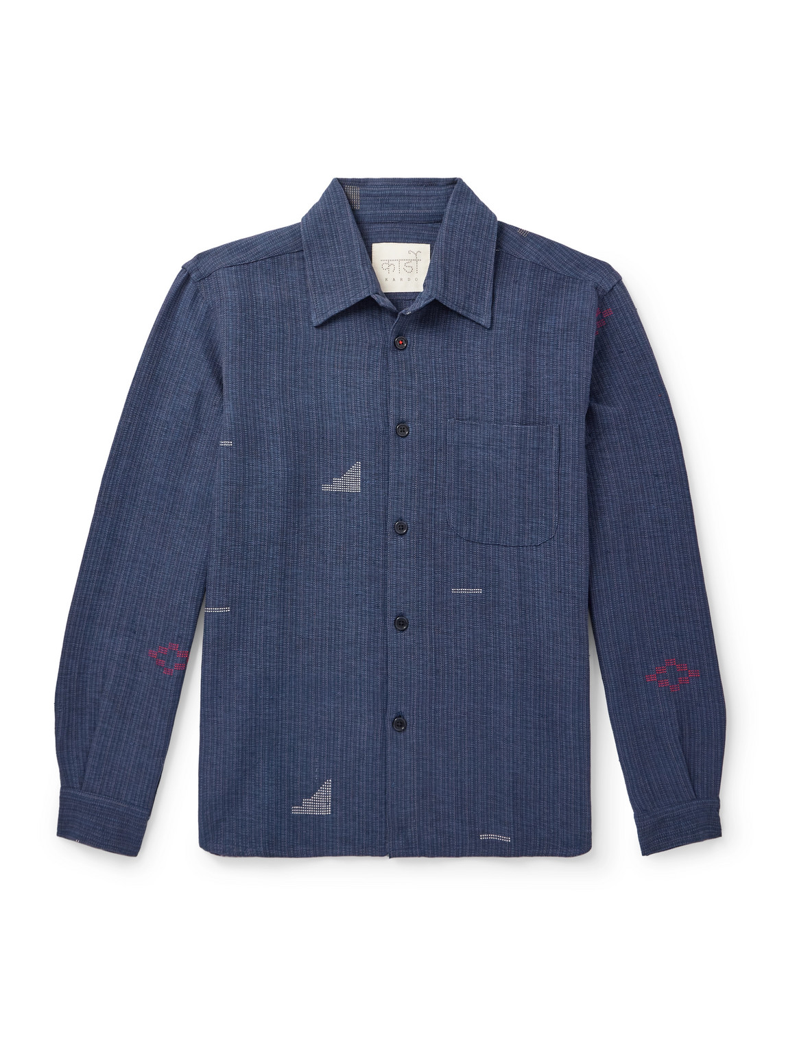 Kardo Luis Embroidered Cotton Shirt In Blue