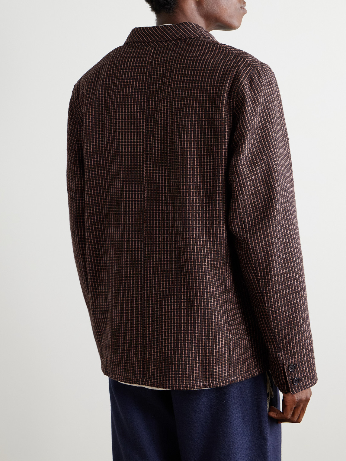 Kardo Somesh Checked Cotton Blazer In Brown