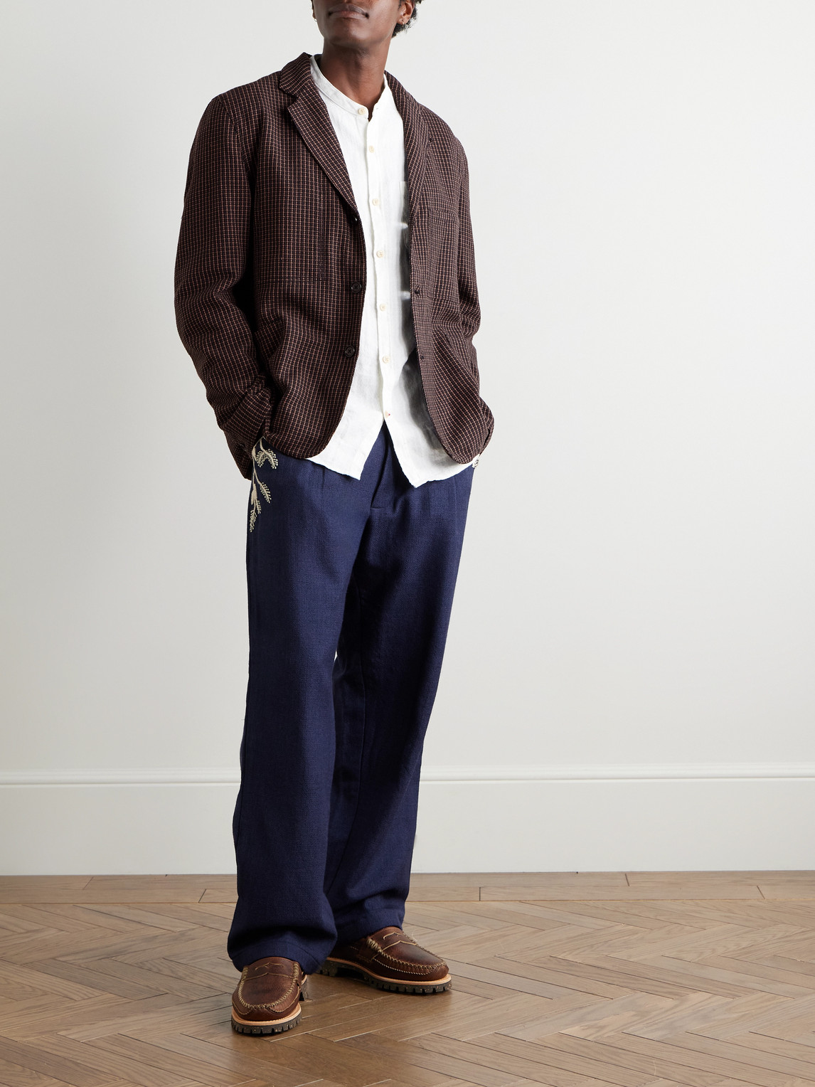 Kardo Somesh Checked Cotton Blazer In Brown