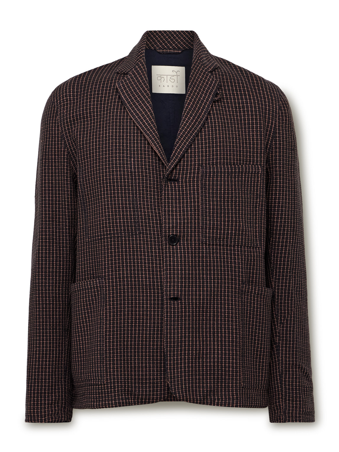 Kardo Somesh Checked Cotton Blazer In Brown