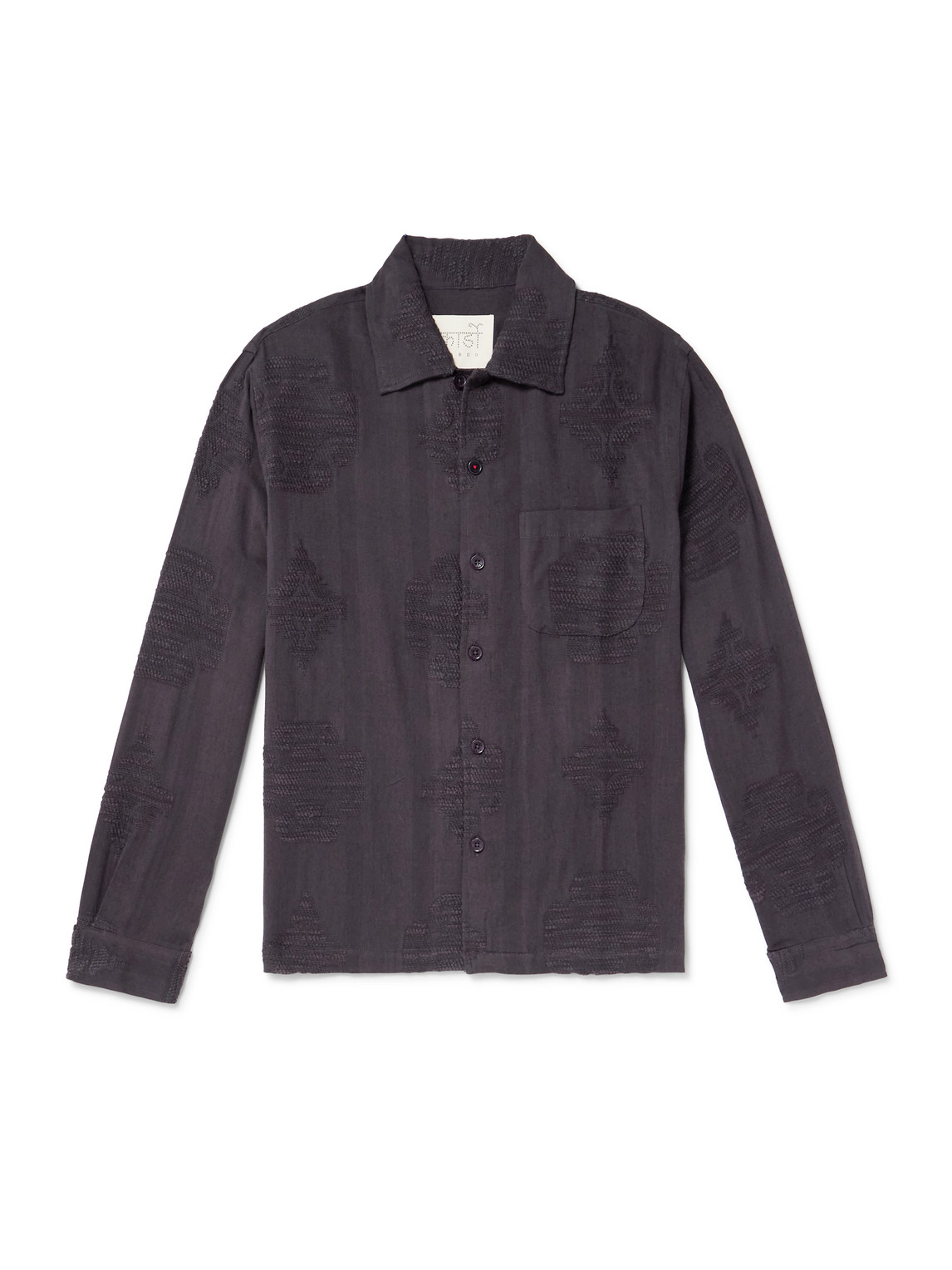 Kardo Martin Cotton-jacquard Shirt In Gray