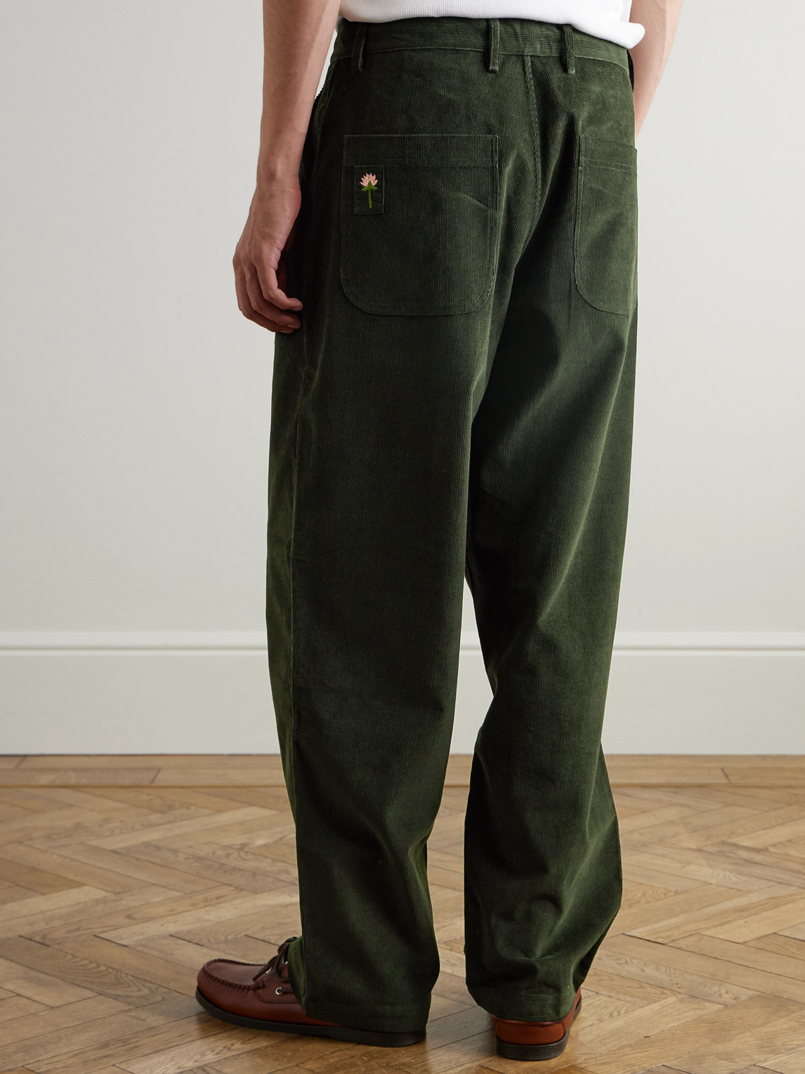 Kardo Antonio Straight-leg Embroidered Cotton-corduroy Trousers In Blue