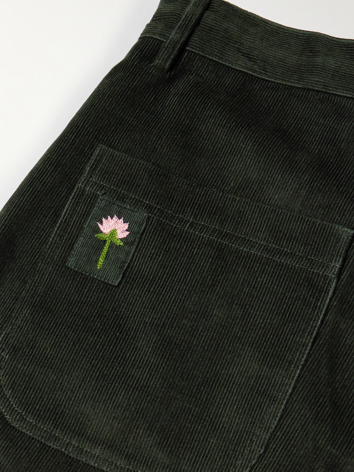 Kardo Antonio Straight-leg Embroidered Cotton-corduroy Trousers In Blue
