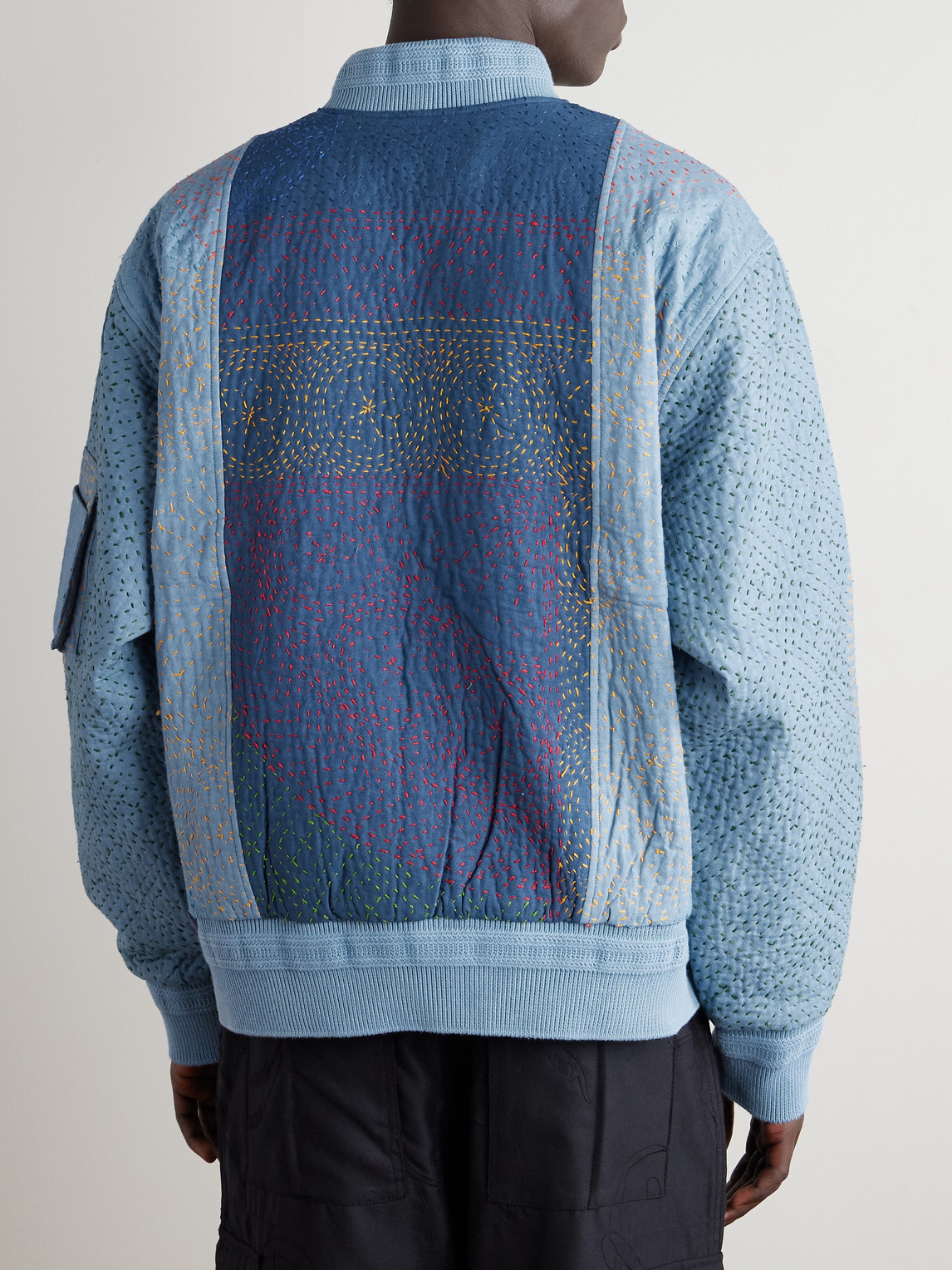  Kardo - Max Kantha-embroidered Cotton Bomber Jacket - Men - Blue - S 