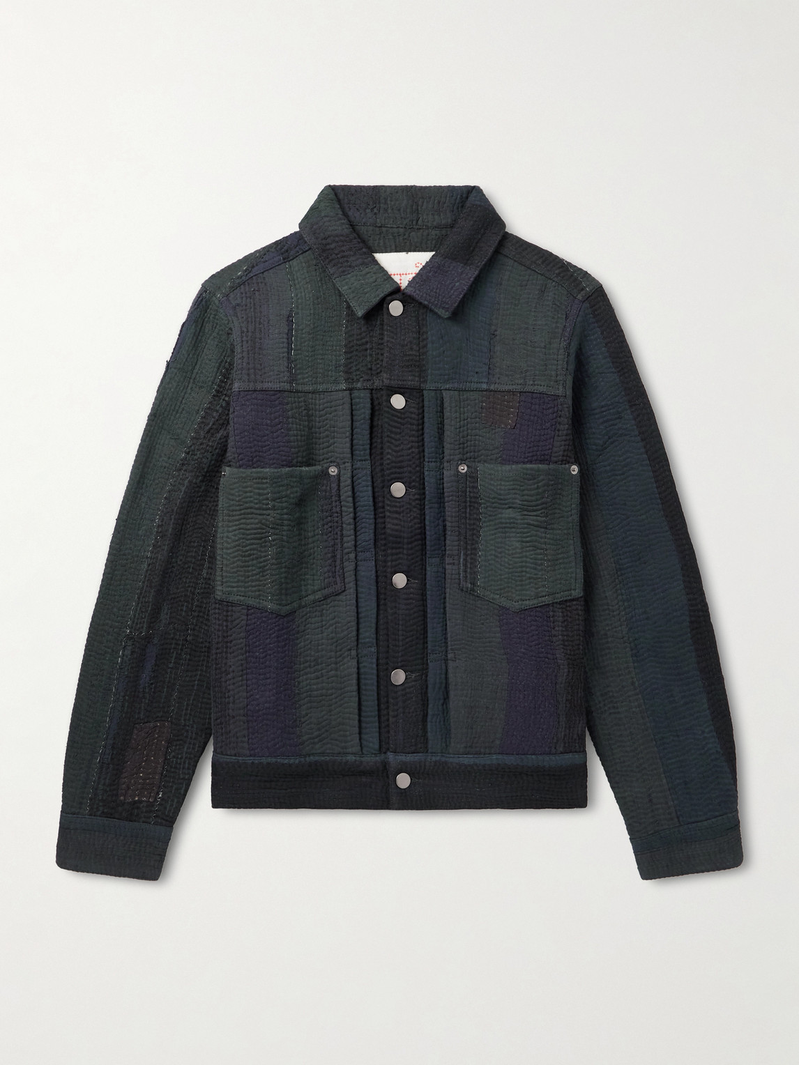 Kardo – Marvin Distressed Patchworked Kantha Cotton Trucker Jacket