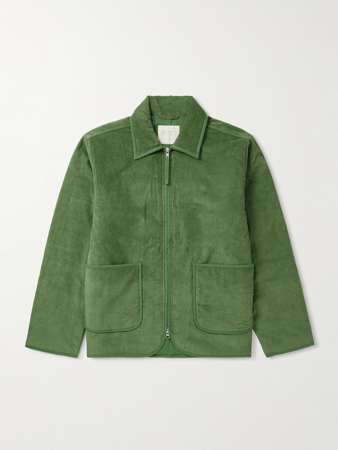 Kardo Paiwand Studio Amardeep Embroidered Cotton-herringbone Jacket In Green