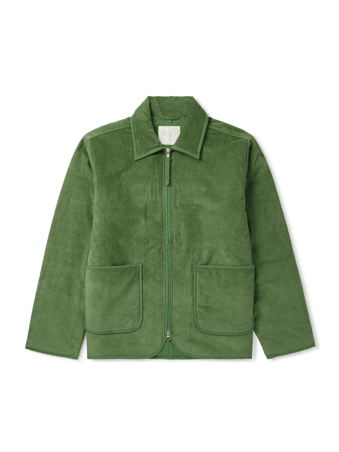 Kardo Paiwand Studio Amardeep Embroidered Cotton-herringbone Jacket In Green