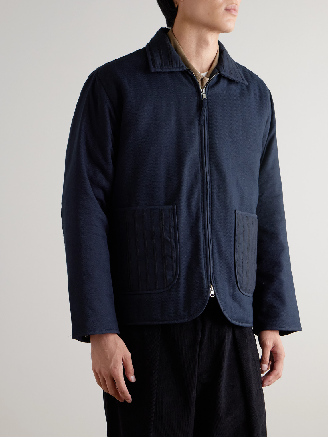  Kardo - Amardeep Embroidered Cotton-herringbone Jacket - Men - Blue - S 