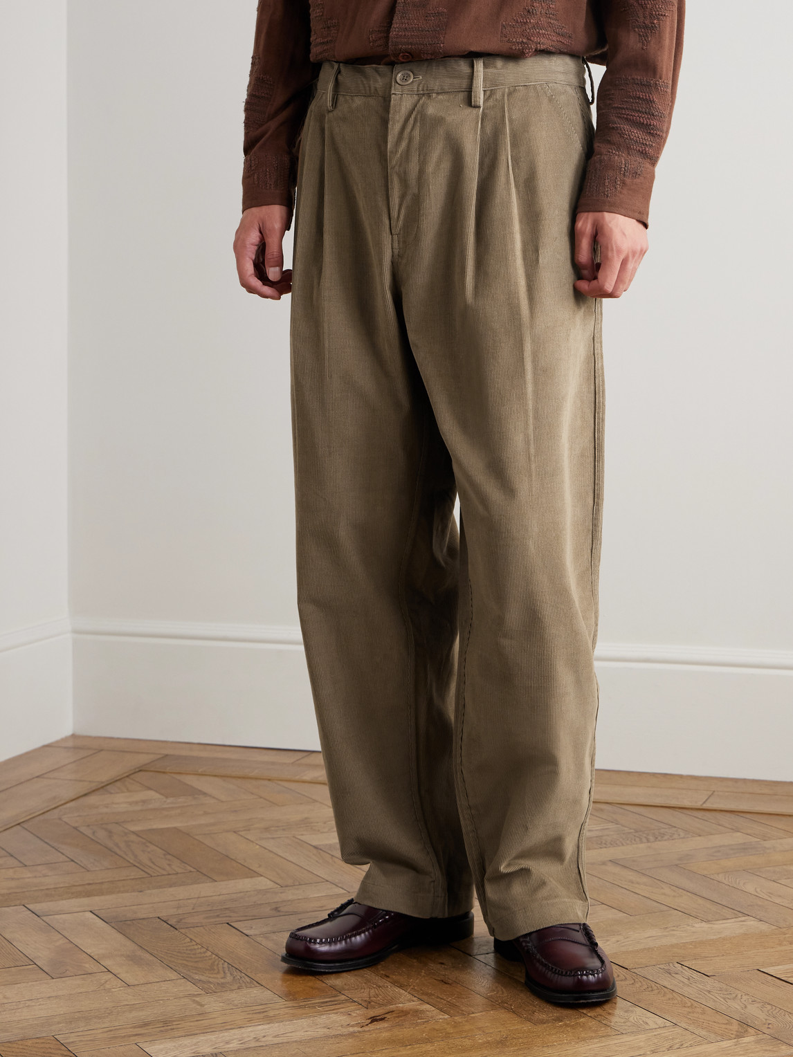 Kardo Antonio Straight-leg Cotton-corduroy Trousers In Brown